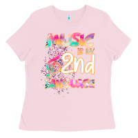 Bubblegum Pink Cool I Love Music Shirt Gifts Music Is My Second Language Ladies Tee - Bettercallsaul