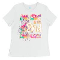 White Cool I Love Music Shirt Gifts Music Is My Second Language Ladies Tee - Bettercallsaul