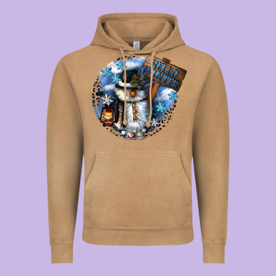Hello Winter Vintage Hoodie Designed By Cowgirlartshop