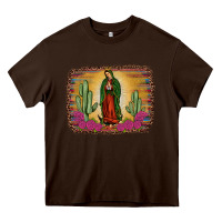 Chocolate Brown western our lady of Guadalupe Heavy Core Tee - JahusDesignShop