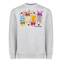 Heather Grey Easter Teacher Life Heavyweight Sweatshirt - CowhideDigitalArt