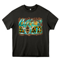 Asphalt bee kind with sunflower and leopard background Heavy Core Tee - Artiststas
