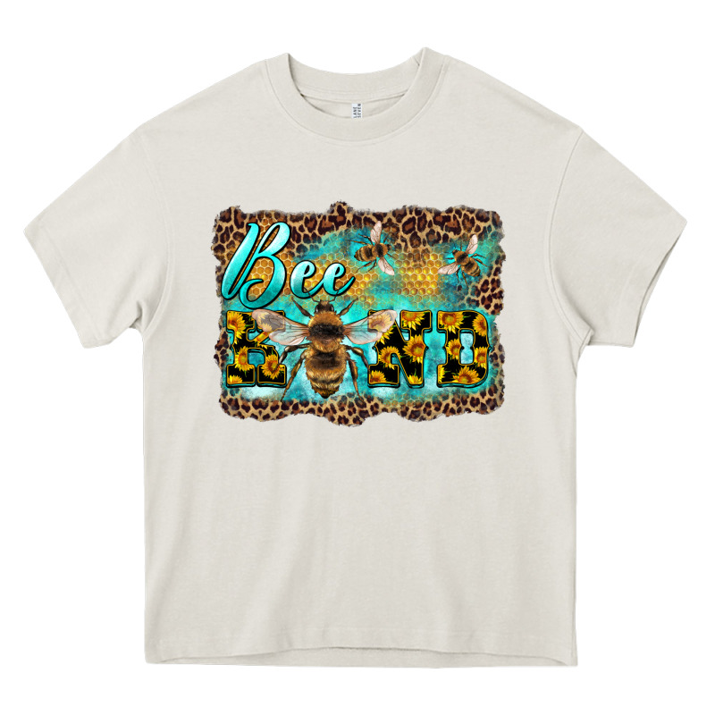 Bee Kind With Sunflower And Leopard Background Heavy Core Tee by Artiststas | Teevron