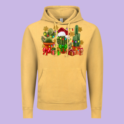 Christmas Cactus Vintage Hoodie Designed By Cowgirlartshop