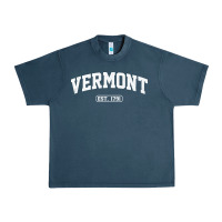 Midnight Navy vermont vintage state athletic style pullover hoodie Urban Heavy Tee - ArtChic