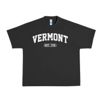 Pigment Black vermont vintage state athletic style pullover hoodie Urban Heavy Tee - ArtChic