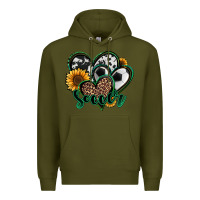 Army Green soccer hearts Premium Hoodie - Jasminsmagicworld