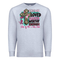 Heather Grey she is loved Premium Sweatshirt - BarkalooDesign