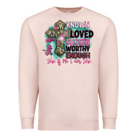 Pale Pink she is loved Premium Sweatshirt - BarkalooDesign