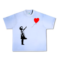 Grape Ice banksy girl with balloon Urban Heavy Tee - ArtChic