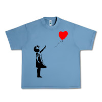 Pebble Blue banksy girl with balloon Urban Heavy Tee - ArtChic