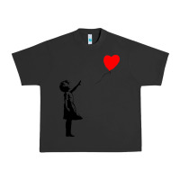 Pigment Black banksy girl with balloon Urban Heavy Tee - ArtChic
