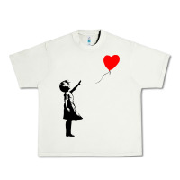 Pistachio banksy girl with balloon Urban Heavy Tee - ArtChic