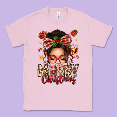 Merry Christmas Messy Bun Classic Tee Designed By Texasbilliewilder