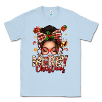 Dusty Blue merry christmas messy bun Classic Tee - texasbilliewilder