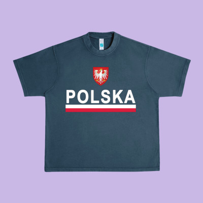 Sporty Polska Flag And Emblem Polish Coat Of Arms Pullover Hoodie Urban Heavy Tee Designed By Artchic