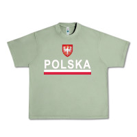 Oil Green Sporty Polska Flag And Emblem Polish Coat Of Arms Pullover Hoodie Urban Heavy Tee - ArtChic