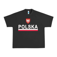 Pigment Black Sporty Polska Flag And Emblem Polish Coat Of Arms Pullover Hoodie Urban Heavy Tee - ArtChic