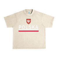 Sandshell Sporty Polska Flag And Emblem Polish Coat Of Arms Pullover Hoodie Urban Heavy Tee - ArtChic