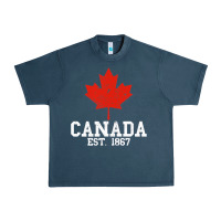 Midnight Navy vintage canada est.1867 maple leaf canadian flag r Urban Heavy Tee - ArtChic
