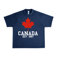 Navy vintage canada est.1867 maple leaf canadian flag r Urban Heavy Tee - ArtChic