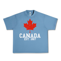 Pebble Blue vintage canada est.1867 maple leaf canadian flag r Urban Heavy Tee - ArtChic