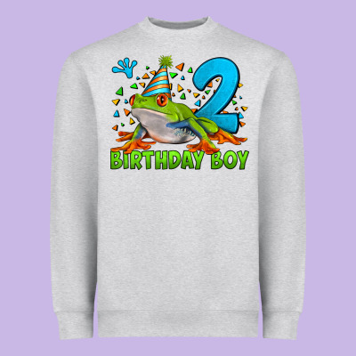 Birthday Boy Frog Age 2 Heavyweight Sweatshirt Designed By Lillyallendesigns