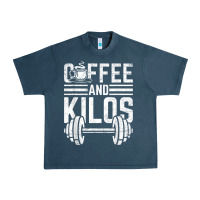 Midnight Navy Coffee And Kilos Weightlifting Gift Urban Heavy Tee - ArtChic