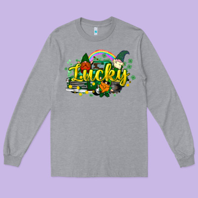 Lucky Gnomes Truck St. Patrick's Long Sleeve Tee Designed By Howdyjamesfarm