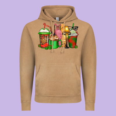 Christmas Movie Coffee Cups Vintage Hoodie Designed By Cowgirlartshop