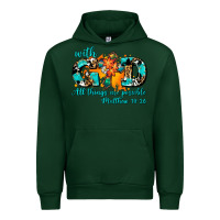 Forest Green with god all things are possible. cross Urban Hoodie - AdoDesignShop