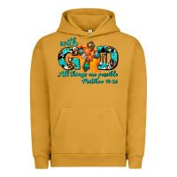 Pigment Peanut Butter with god all things are possible. cross Urban Hoodie - AdoDesignShop