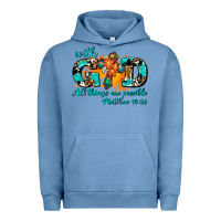 Pigment Pebble Blue with god all things are possible. cross Urban Hoodie - AdoDesignShop