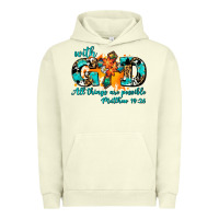 Pigment Pistachio with god all things are possible. cross Urban Hoodie - AdoDesignShop