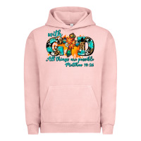 Pigment Salmon with god all things are possible. cross Urban Hoodie - AdoDesignShop