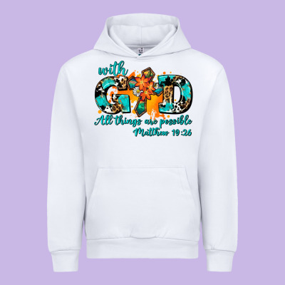 With God All Things Are Possible. Cross Urban Hoodie Designed By Adodesignshop