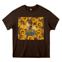Chocolate Brown be kind bee and sunflowers Heavy Core Tee - Artiststas