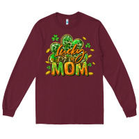 Burgundy Lucky Mom  St. Patrick's Day Long Sleeve Tee - CowGirlArtShop