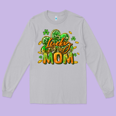 Lucky Mom  St. Patrick's Day Long Sleeve Tee Designed By Cowgirlartshop