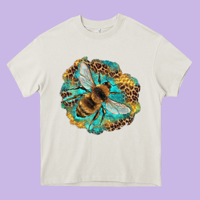 Leopard Honeycomb With Bee Heavy Core Tee Designed By Artiststas