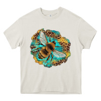 Cream leopard honeycomb with bee Heavy Core Tee - Artiststas