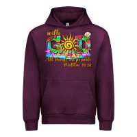 Mauve Wine with god all things are possible summer Urban Hoodie - AdoDesignShop