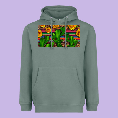 Sunflowers And Cactus License Plate Heavyweight Hoodie Designed By Artiststas