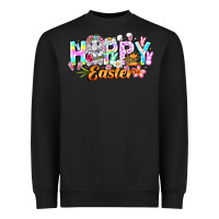 Black Happy Easter Heavyweight Sweatshirt - CowhideDigitalArt
