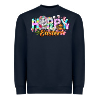 Navy Happy Easter Heavyweight Sweatshirt - CowhideDigitalArt