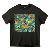 Honeycomb And Bees With Leopard Heavy Core Tee | Teevron