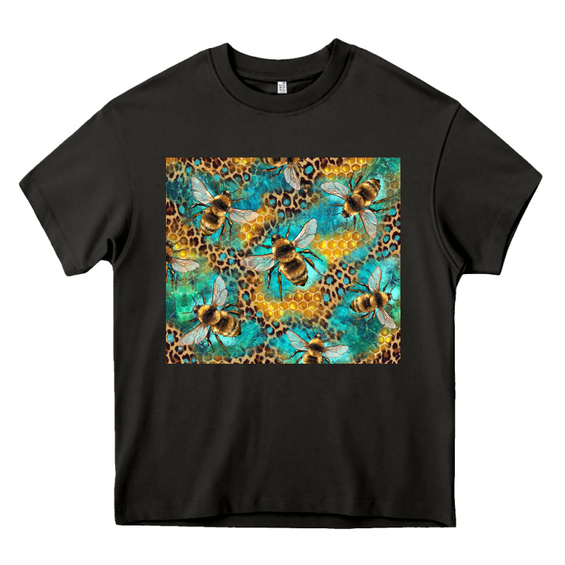 Honeycomb And Bees With Leopard Heavy Core Tee by Artiststas | Teevron