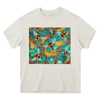 Cream honeycomb and bees with leopard Heavy Core Tee - Artiststas