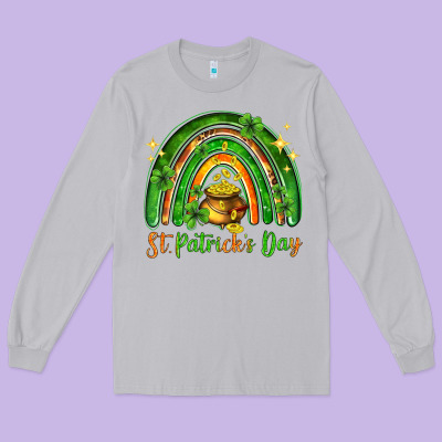 St. Patrick's Day Rainbow Long Sleeve Tee Designed By Howdyjamesfarm