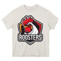 Cream rooster art Heavy Core Tee - ArtChic